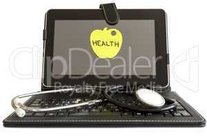Digital tablet pc and stethoscope, health concept