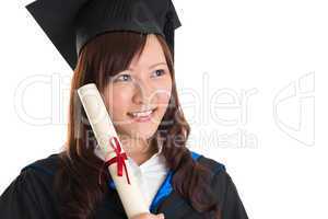 Graduate student looking away