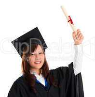 Graduate student raised her graduation diploma