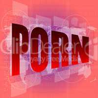 porn word on digital screen