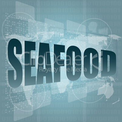 seafood word on a virtual digital background