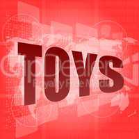 Marketing concept: words toys marketing on digital screen