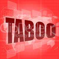 security concept: words taboo is a marketing on digital screen