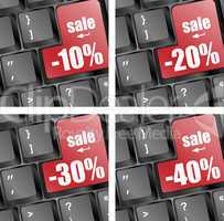 Shopping on-line, red key sale set on keyboard key