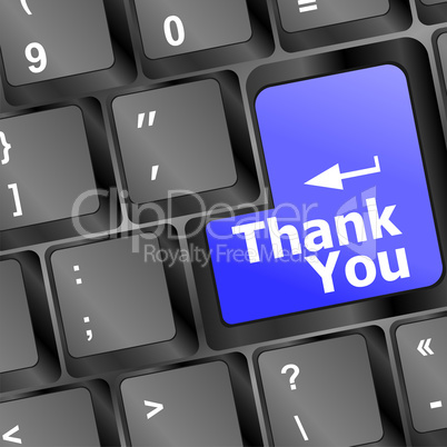 Computer keyboard with Thank You key, business concept