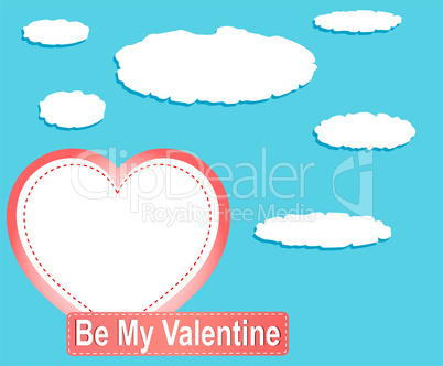 Valentine heart balloons and clouds against blue sky