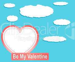 Valentine heart balloons and clouds against blue sky