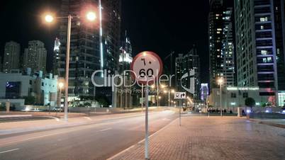 Night Streets Of Dubai Marina Time Lapse.