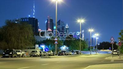 Time Lapse Of Dubai Night Against The Burj Khalifa.