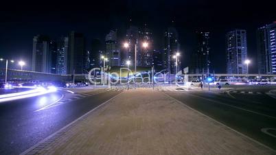 Dubai Street At Night Time Lapse.