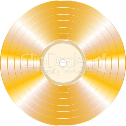 gold vinyl record isolated on white background