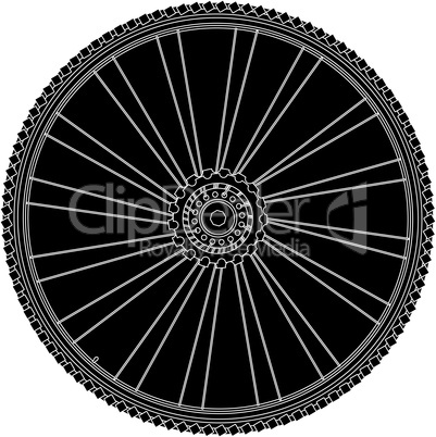 abstract bike wheel with tire and spokes