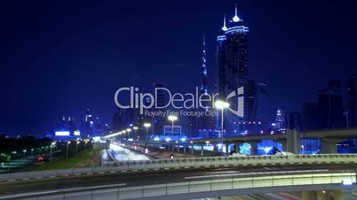 Time Lapse Of Dubai Night Against The Burj Khalifa.