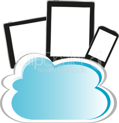 mobile phone and tablet with cloud icon