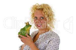 Junge Frau mit Froschkoenig