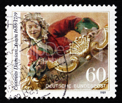 postage stamp germany 1989 cosmas damian asam, painter