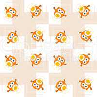 Seamless orange owl illustration pattern for kids