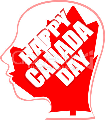human head in canada flag - happy canada day