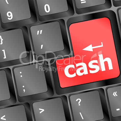 cash for investment concept with a red button on computer keyboard