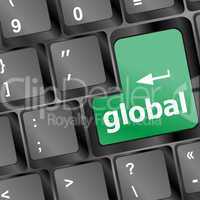 Global button on the keyboard - business concept
