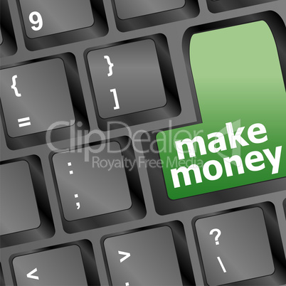 Keyboard - green key Make money, business concept