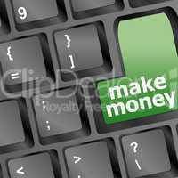 Keyboard - green key Make money, business concept