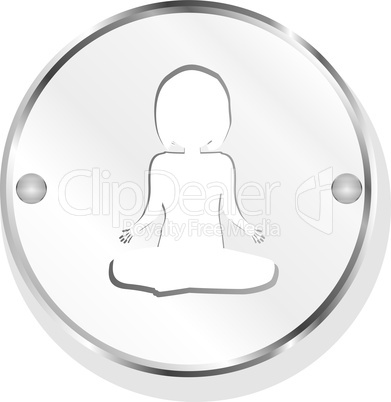 ladies icon on blue glossy metal button