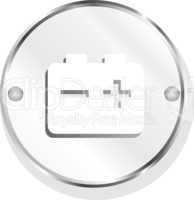 battery glossy meatl icon button on white background
