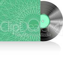 vinyl record disc green with cover isolated