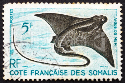 postage stamp somali coast 1927 eagle ray, myliobatidae, fish