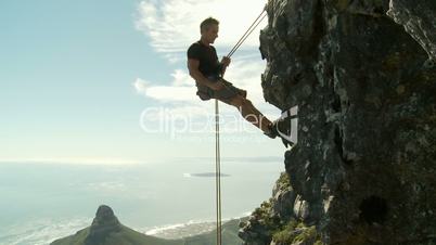 Climber descends from Table Mountain