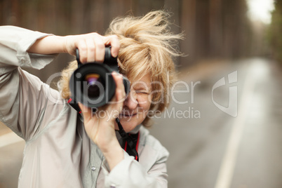 The woman photographs