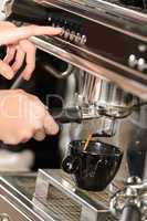 Close up coffee making with espresso machine