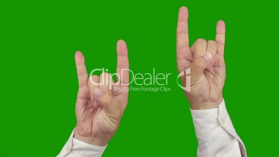 Hand sign ROCK AND ROLL. Two in one. Alpha channel is included