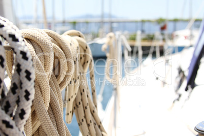 Ropes on the yacht