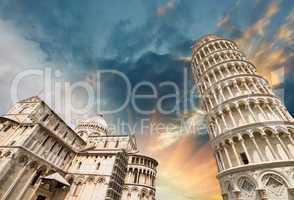 Pisa, Tuscany. Wonderful wide angle view of Miracles Square