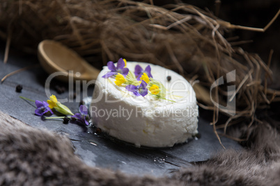 Goat cheese and spring flowers