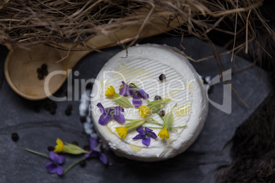 Goat cheese and spring flowers