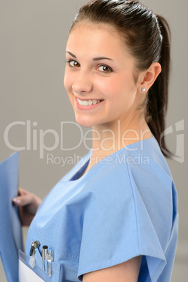 Portrait of medical intern looking at camera
