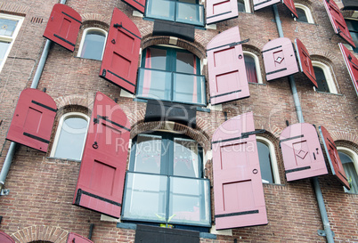 Amsterdam, Netherlands. Facade of a traditional house with beaut