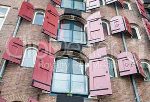 Amsterdam, Netherlands. Facade of a traditional house with beaut