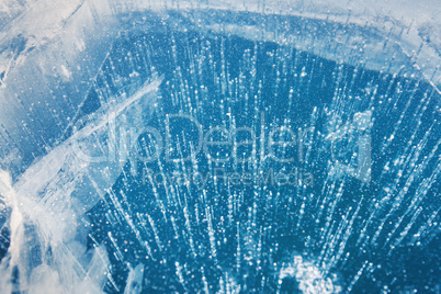 Texture of ice of Baikal lake in Siberia