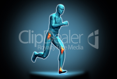 Blue human figure running