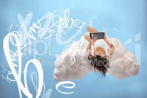 Relaxed girl connecting to cloud computing
