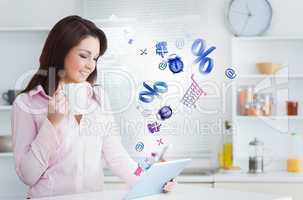 Woman using applications from tablet