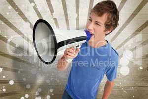 Young man shouting through a megaphone
