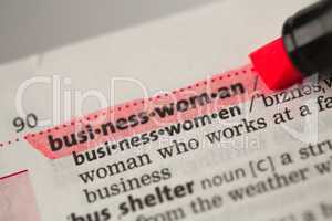 Businesswoman definition highlighted in red