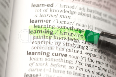 Learning definition highlighted