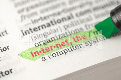 Internet definition highlighted in green