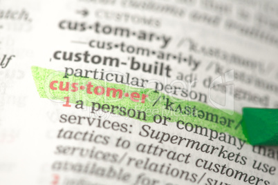 Customer definition highlighted in green
